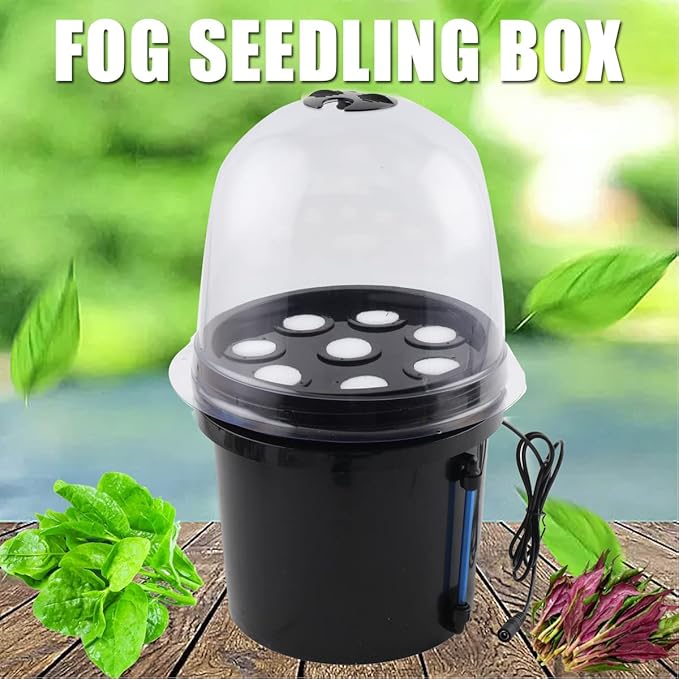 Hydroponics Planting Growing Kit 8 Holes 5L Fog Seedling Box Aeroponic Bucket Hydroponic Equipment Seedling Cultivation for Home