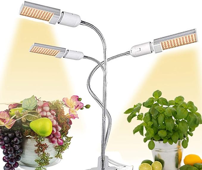 68W 132 LED Grow Light Plant Grow Light for Indoor Plants Tri-Head Full Spectrum Plant LampAdjustble Gooseneck &amp Desk Clip On 3 6/12H Timer 4 Switch Modes5 Dimmable Levels