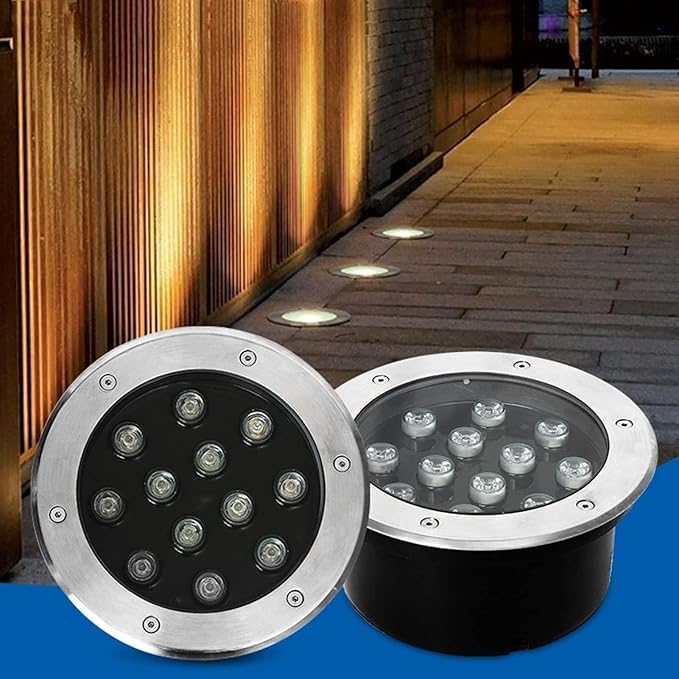 Ground Landscape Lamp - Round Underground Light LED IP67 Waterproof Outdoor Recessed Spot Light LED Beam Spotlight for Garden Yard Construction Lighting(White9W(85-265v))