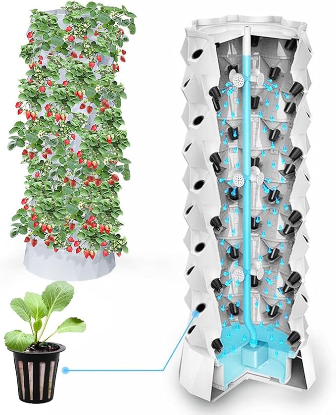 Hydroponic TowerVertical Planter TowerAutomatic Water Circulation SystemSuitable for Leafy Greens and Herbswith Hydrating Pump Timer Adapter8floors