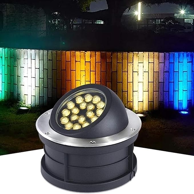 Ground LED Landscape Lights - Landscape Lights Adjustable Angle Outdoor LED Spotlight RGB Color Recessed Floor Lamp IP67 Waterproof Garden Ground Angle Oblique Spot Light