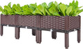 Elevated Planting Box Outdoor Planter Boxes with Legs Modern Rattan-Style Plastic Plant Stand Garden Raised Bed for Vegetables48x16x14/120x40x36cm