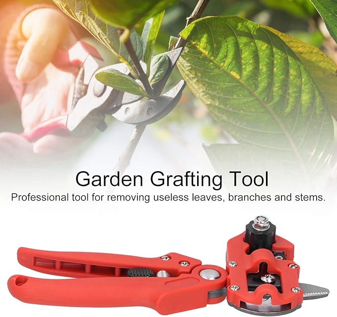 Garden Grafting Tool Set Tree Grafting Kit with 5 Precision Cutting Blades Professional Plant Branch Scissor Shear for Gardening Enthusiasts Includes Storage Bag (Red)