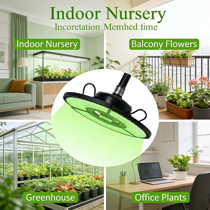 Grow Lights for Indoor Plants 360 LEDs Full Red Blue Light 90° Collapsible Adjustable Height with E27 Base - Full Coverage Durable Heat Dissipation Ideal for Indoor