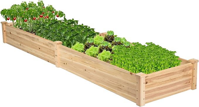 COSTWAY Raised Garden Bed Wooden Planter Box Stand for Vegetables Fruits Herbs Flowers Garden Planting Bed Kit for Outdoor Backyard Patio Lawn 91 x 24 x 9