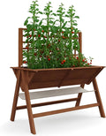 Raised Garden Bed with Legs 52x30x54In Wooden Planter Box with Trellis Outdoor Standing Vertical Horticulture Trellis Planter with Drainage Holes for Vegetables Flowers and Herbs Brown