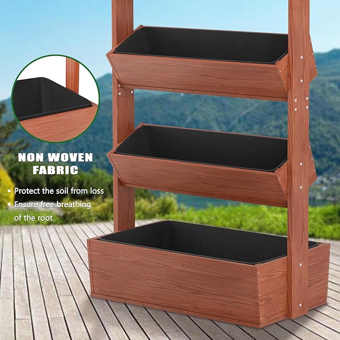 Wooden Vertical Raised Garden Bed 5 Tier Garden Planters Raised Beds Freestanding Plant Stand Flower Rack Wooden Planter Box for Plants Herbs Flowers Vegetables Outdoor Indoor Gardening
