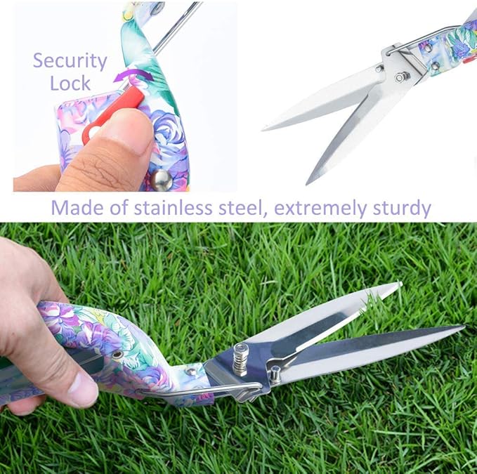 Garden Tools Set 11 Pieces Gardening Gifts with Purple Floral Print Ergonomic Handle Trowel Rake Shovels Pruner Shears Sprayer Gloves Garden Hand Tools with Carrying Case