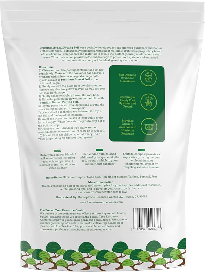 100% Organic Bonsai Soil – All-Natural Well-Draining Potting Mix for Healthy Bonsai Succulents Cactus &amp Kokedama | Pumice Akadama Bark | Made in USA | 3L Bag