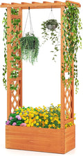 MAT EXPERT Raised Garden Bed with Trellis &amp Hanging Roof Lattice Panel with Drainage Hole for Flower Climbing Plant Herb Planter Box for Garden Patio Yard (1 31 L x 14 W x 60 H)