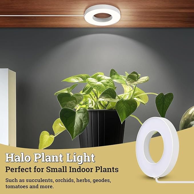 Ceiling Grow Lights for Indoor Plants 192 LEDs Full Spectrum Halo LED Plant Light with 3/9/12H Auto Timer Switch 3 Colors10 Dimming Plant Lights for Small Plants 4 Head