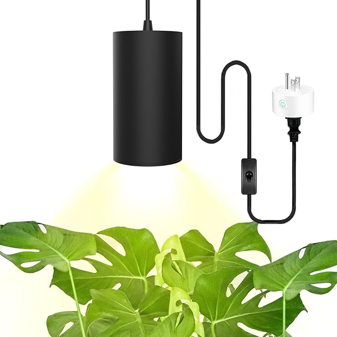 STERREN Hanging Grow LightsPlug in Pendant Light for Indoor PlantsFull Spectrum Plant Light with ON/Off Switch Auto Timer Decorative LED Grow Light with 21 FT Power Cord