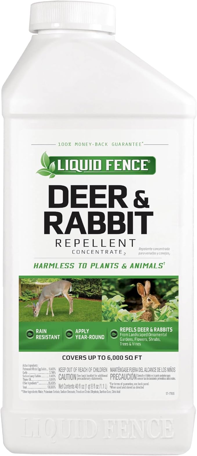 Liquid Fence Deer And Rabbit Repellent Concentrate 40 Ounces Apply Year-Round 6 Pack