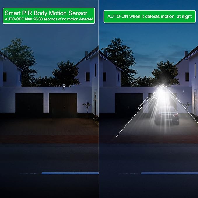 Motion Sensor Outdoor Lights Battery Motion Sensor Light Outdoor 6000K LED Spotlight Outdoor 8W 600 LM Security Lights for Outside Garage and Yard 2 Packs