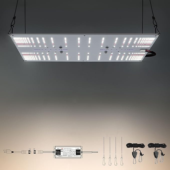 100E LED Grow Light 100W True Full Spectrum with UV and IR Ideal Coverage for 2'x2' or 2'x4' Grow Tents Veg&ampBloom Light Kit for Indoor Plants