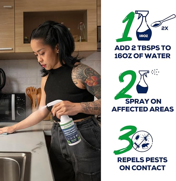 Peppermint Insect &amp Pest Control Best Value Concentrate - Repels Insects &amp Pests for Home Indoor Outdoor Garden - Maximum Strength Concentrate (Makes Two Gallons RTU) 16 oz
