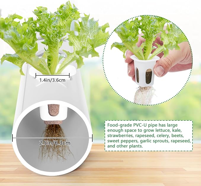 Upgraded Hydroponics Growing System Kit108 Plant Sites 3 Layers Food-Grade PVC-U Pipes Hydroponic Grow Kit Gardening System for VegetablesFlowersFruitsHerbs