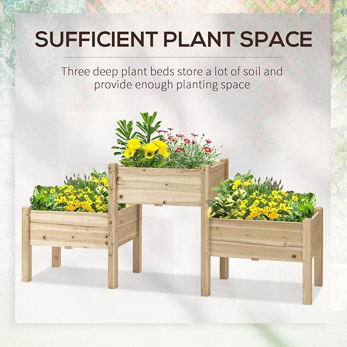 Raised Garden Bed with 3 Planter Boxes
