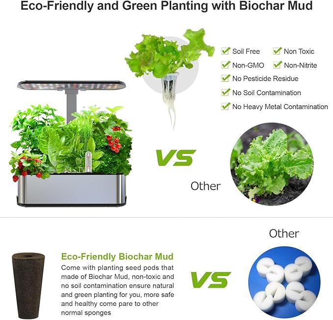 Hydroponics Growing Systems KitSmart Indoor Herbs GardenBHTNYOO/12 Pods 5L Capacity Planting Pots with LED Growth Lights and Intelligent Water PumpTimer