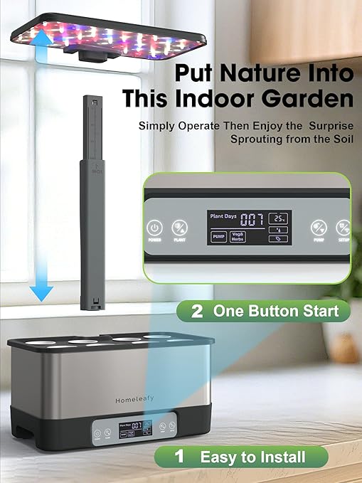 Hydroponics Growing System Kit 8 Pods Smart Indoor Herb Garden with WiFi App Control Seeds Pod KitLED Grow LightStainless Steel Herbs Planter for LettuceBasilGardening Gifts