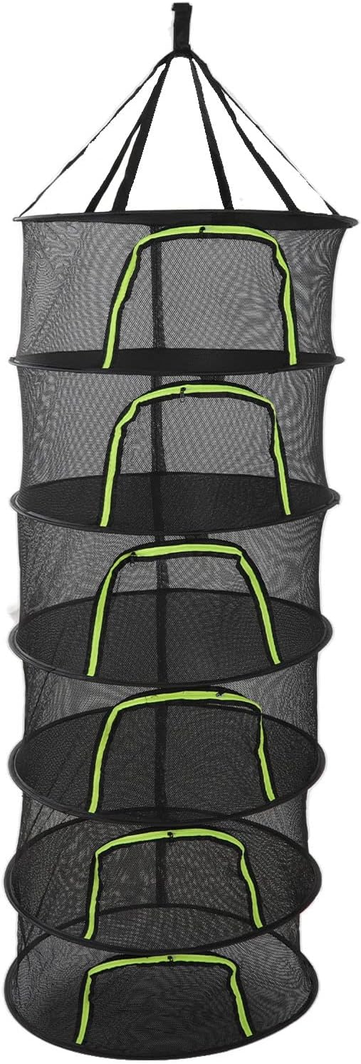 Herbs Drying Net Foldable Plant Drying Net 60cm Diameter Herbs Buds Dry Net with Storage Bag for Outdoor (6th Floor)