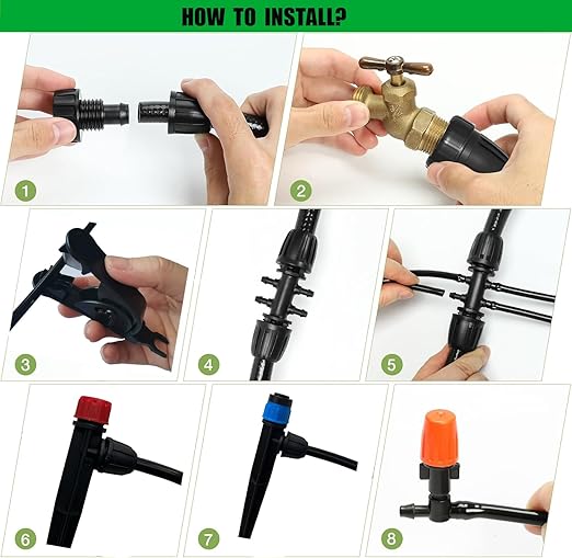 Upgraded Drip Irrigation System 233FT Automatic Irrigation System Watering Misting System for Greenhouse/Garden/Yard/Lawn Micro Drip Irrigation Kit with 1/4 inch 1/2 inch Irrigation Tubing