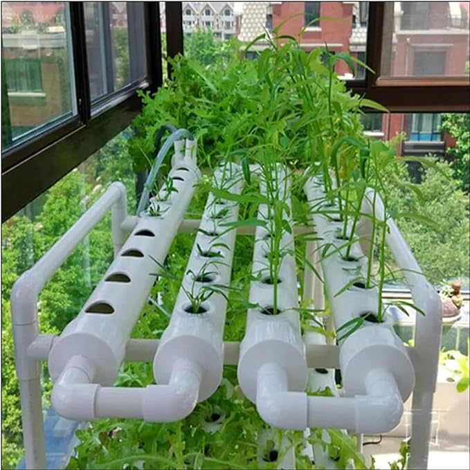 Hydroponics Grow Kit 72 Holes 2 Tier Hydroponics Kit PVC Hydroponics Systems Soilless Hydroponics Systems110V