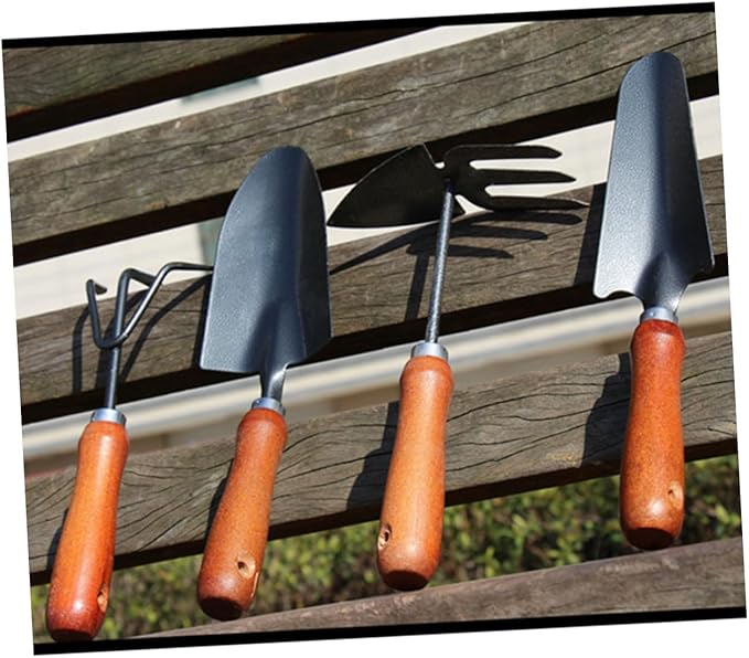 jojofuny Garden Tools Set Mini Shovel and Spade with Thickened Iron Blades Wooden Handle Planting Tool for Gardening Weeding and Transplanting 4pcs