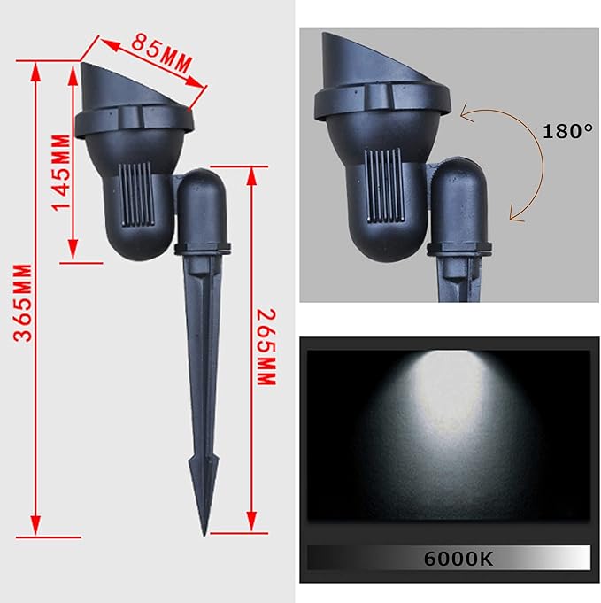 Kiven LED Plug-in Landscape Waterproof Downlight 5W LED Decorative Spotlight Lamp 110V with Plug for Indoor Outdoor Wall LightingIn-Ground Outdoor Landscape Lighting for Patio Pathway Lawn（6000K）