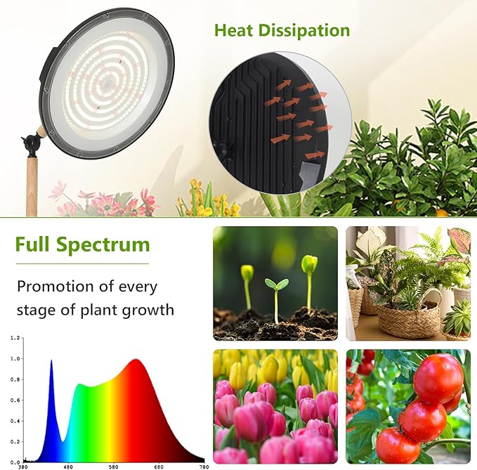 HMVPL 100W Grow Lights for Indoor Plants Full Spectrum Plant Lights for Indoor Growing with 216 Light Beads Timer Remote Control Dimmable Standing Growth Lamp for Large Many Plants(5 Level Height)