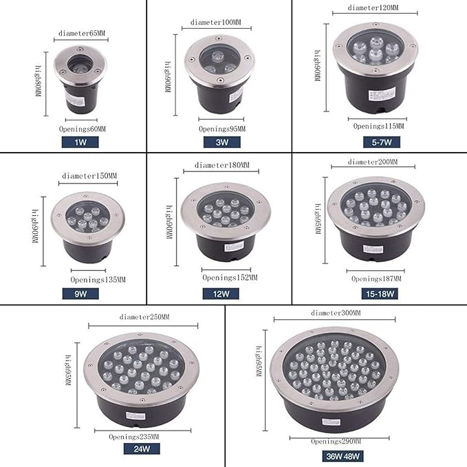 Landscape Light - 85-265V Round Underground Lamp Outdoor Recessed Spot Light IP67 Waterproof Lawn Lamp Garden Underground Lamp LED Flood Light Beam Spotlights(White12W(85-265v))