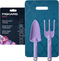 Fiskars 3-Piece Gardening Set FiberComp Trowel &amp Cultivator Dual-Layer Knee Pad Rustproof Lightweight Design Explore Collection