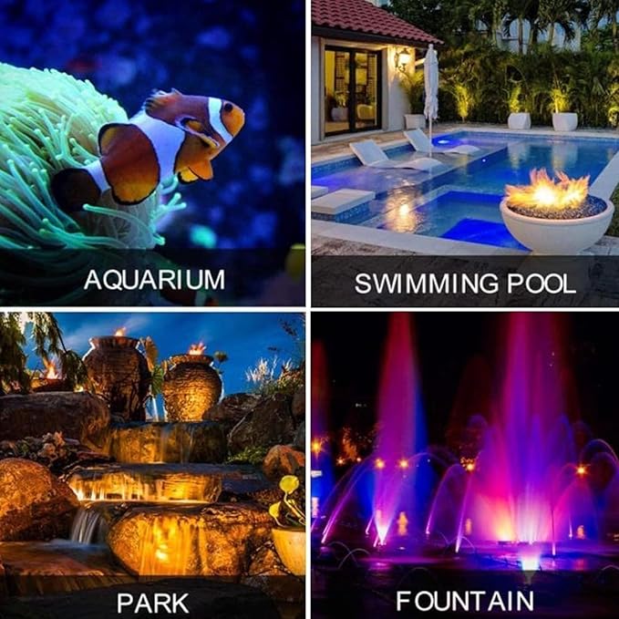 LED Underwater Fountain Light - IP68 Waterproof Stainless Steel 12/24V Color Landscape Spotlight for Parks and Pools