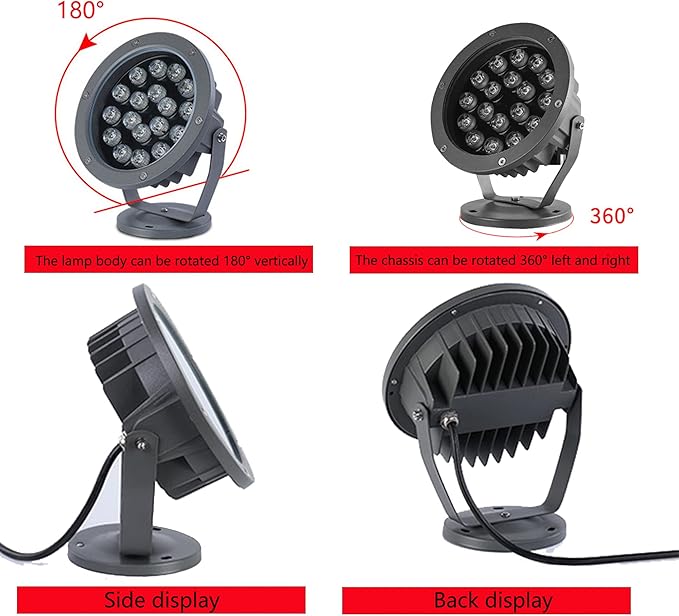 Outdoor LED Spotlight Waterproof Bright Outdoor Landscape Automatic Timer Mini Lawn Lamp 18W Graden Lights Lawn Decorative Lamp with Plug Courtyard Flag Light Front Yard Cool White