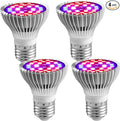 30W Full Spectrum Led Plant Grow Light Bulb E26 Plant Lights LED Plant Light Bulb for Indoor Plants Vegetables Hydroponics Indoor Garden Greenhouse and Organic Soil E26/E27 Base 4-Pack