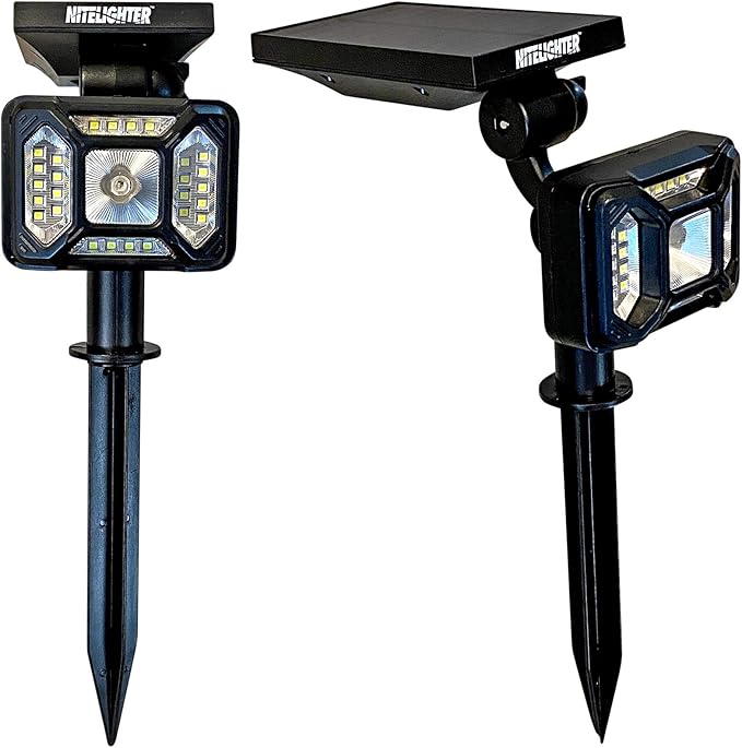 Outdoor Solar Powered Lights for Yard - Outdoor Adjustable Waterproof Landscape Uplighting for Flag Tree Plant Statue Installs on Ground or Wall 2-Modes of Lightning 2-Pack