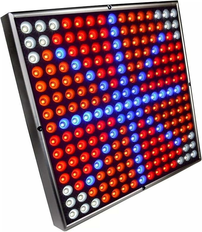 HQRP 225 LED Grow Light Panel 45W Multicolor 12 Square Lamp (Red Orange Blue White) for Growing Indoor Plants Fruits Flowers Vegetables Indoor Garden Hydroponic Plant Grow Light with Hanging Kit