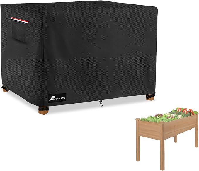 Outdoor Raised Garden Bed CoverHeavy Duty 600D Waterproof Elevated Wood Planter Box Stand Cover for Winter72L x 24Wx 30H Inch(BlackCovers Only)