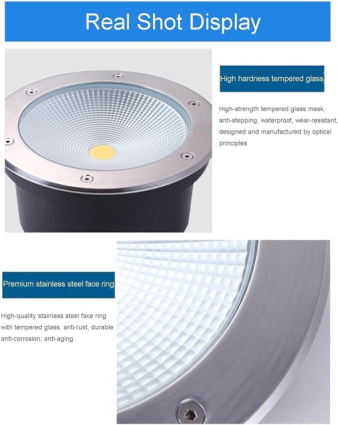 Spotlight Led Beam Light - Embedded Outdoor Led Spot Lights AC 111-240V Underground Lights IP65 Waterproof Landscape Garden Lights COB Underground Spotlights Ground Spotlights(White Light50W)