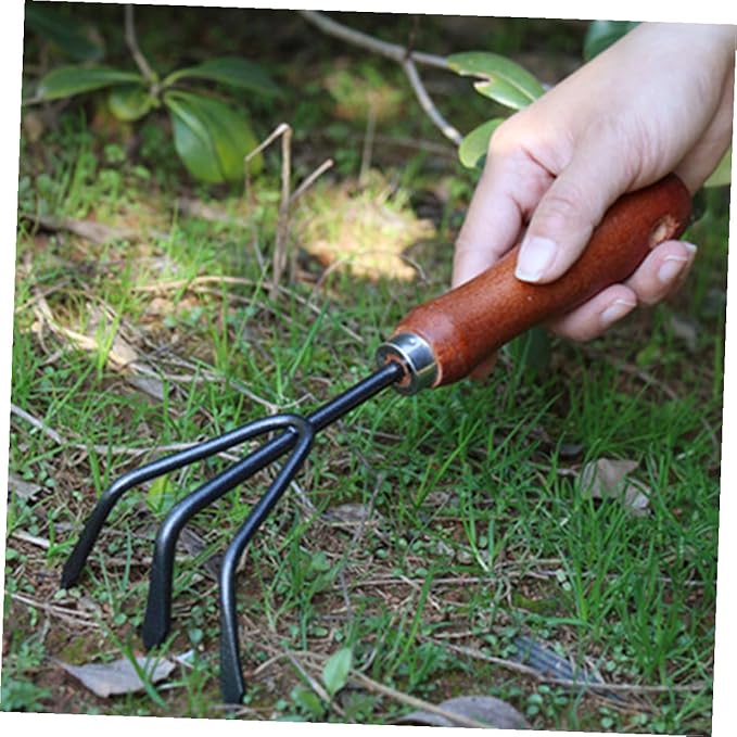 DOITOOL 4pcs Gardening Tool Set with Extended Narrow Hand Trowel 3-Prong Hand Rake Dual-use Pointed Hoe and Soil Scoop for Planting and Weeding in Garden and Potting