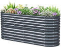 KING BIRD Raised Garden Bed Galvanized Planter Garden Box Outdoor for Gardening Deep Root Vegetables Flowers 78.7X23.6X34.2 in Dark Grey 2.85 ft Tall 9 in 1