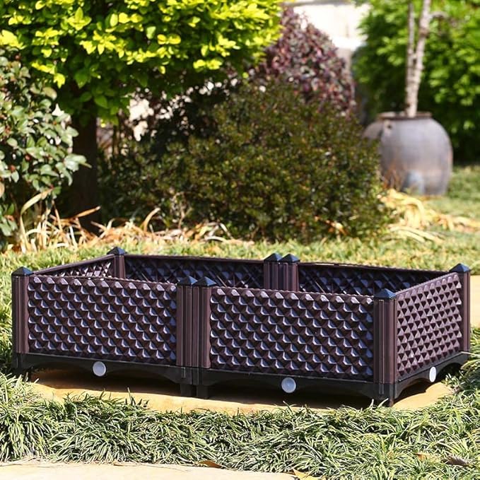 YSUEFIJO Raised Garden Bed Kit Raised Garden Bed Planter Box Outdoor Elevated Flower Box Vegetables Growing Planter Patio Gardening Planter Box