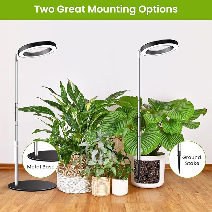 Grow Lights for Indoor Plants 80 LEDs Full Spectrum Plant Grow Light with 2 Mounting Options 6/12/16H Timer 3 Spectrum Modes 37 in Height Adjustable Desk Growing Lamp (Black/2-Pack)