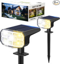 DAMINY Solar Spotlights Outdoor Waterproof IP652 CCT(Warm White &amp Cool White)4 Lighting Modes Solar spot Lights for YardGardenPathwayLandscapeAuto On/Off-2 Pack