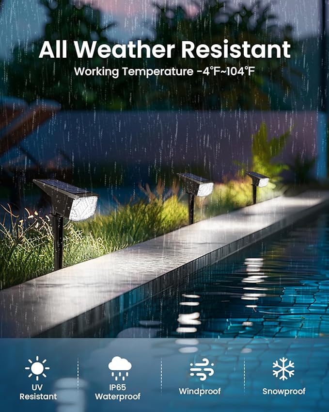 SOLPEX Solar Lights Outdoor Waterproof IP65 Landscape Spotlights Outdoor Compact Design Spot Lights Solar Powered Flood Lights for Garden Yard House Pathway Tree Outside 6 Pack Cool White