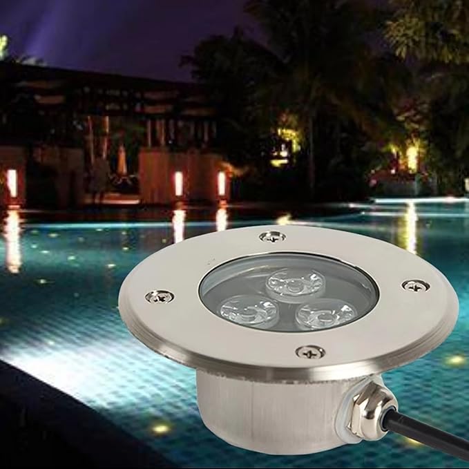 LED Underground Light - Underwater Landscape Decorate Lights Outdoor Fountain Lamp AC 12V/24V Low Underwater Led Lights IP68 Waterproof Ultra-thinyo Embedded Spot LigWhite-12V-6W