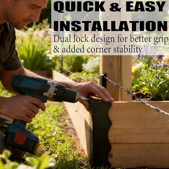 8 Pack Raised Garden Bed Corner Brackets 11x3x3 Heavy-Duty Metal Rust Resistant Corner Brackets Reinforced Connectors with Screws Fits 12-24 Garden Bed Shelves Wood Frame