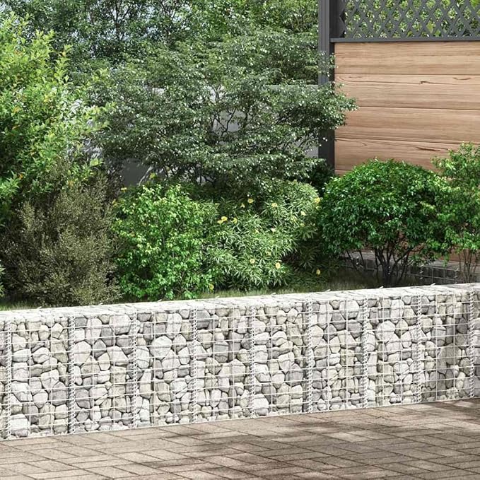 3-Pack Gabion Raised Garden Bed Silver Iron 11.8x11.8x19.7 in Rustic Planter Box for Elevated Outdoor Vegetable Flower Patio Use