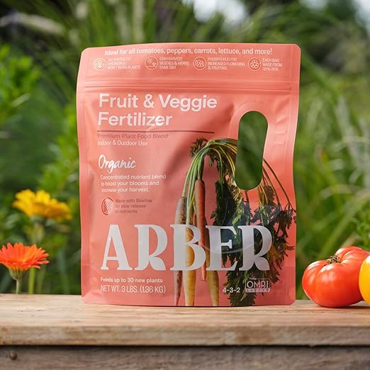 Organic Fruit &amp Vegetable Granular Fertilizer 4-Pack 4 lb - Nutrient-Dense Plant Food - Builds Soil Health Strengthens Roots Improves Moisture Retention - Safe for Organic Gardening &amp Polli