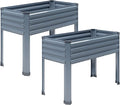 2PCS Galvanized Raised Garden Bed with Legs2PCS 48×18×30in Elevated Planter Box for BackyardOutdoor Garden Patio Balcony 300lb CapacityGrey